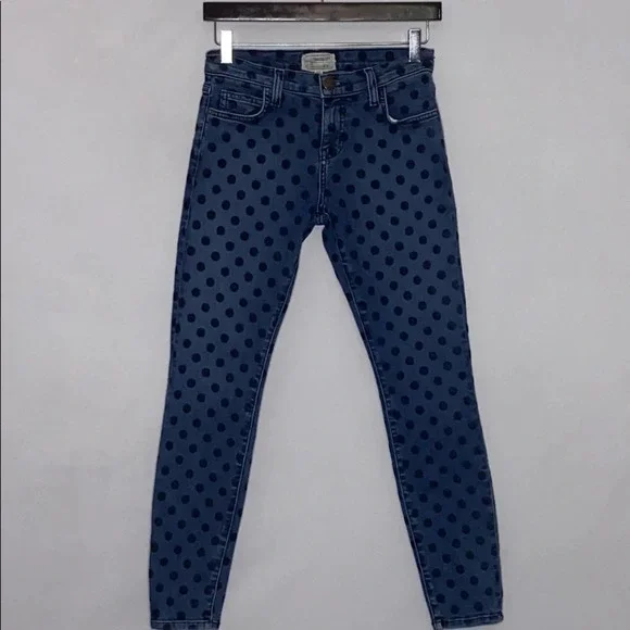 Current Elliott Flocked Dot The Stiletto Jeans - Size 25 - Picture 2 of 7